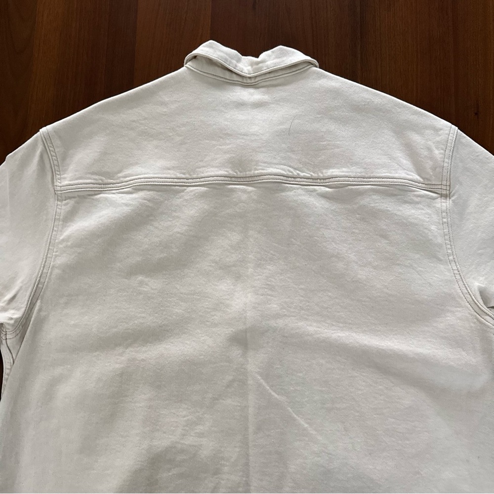 Reclaimed Vintage Cream Denim Short Sleeve Button-Up Shirt with Embroidery - Picture 15 of 15